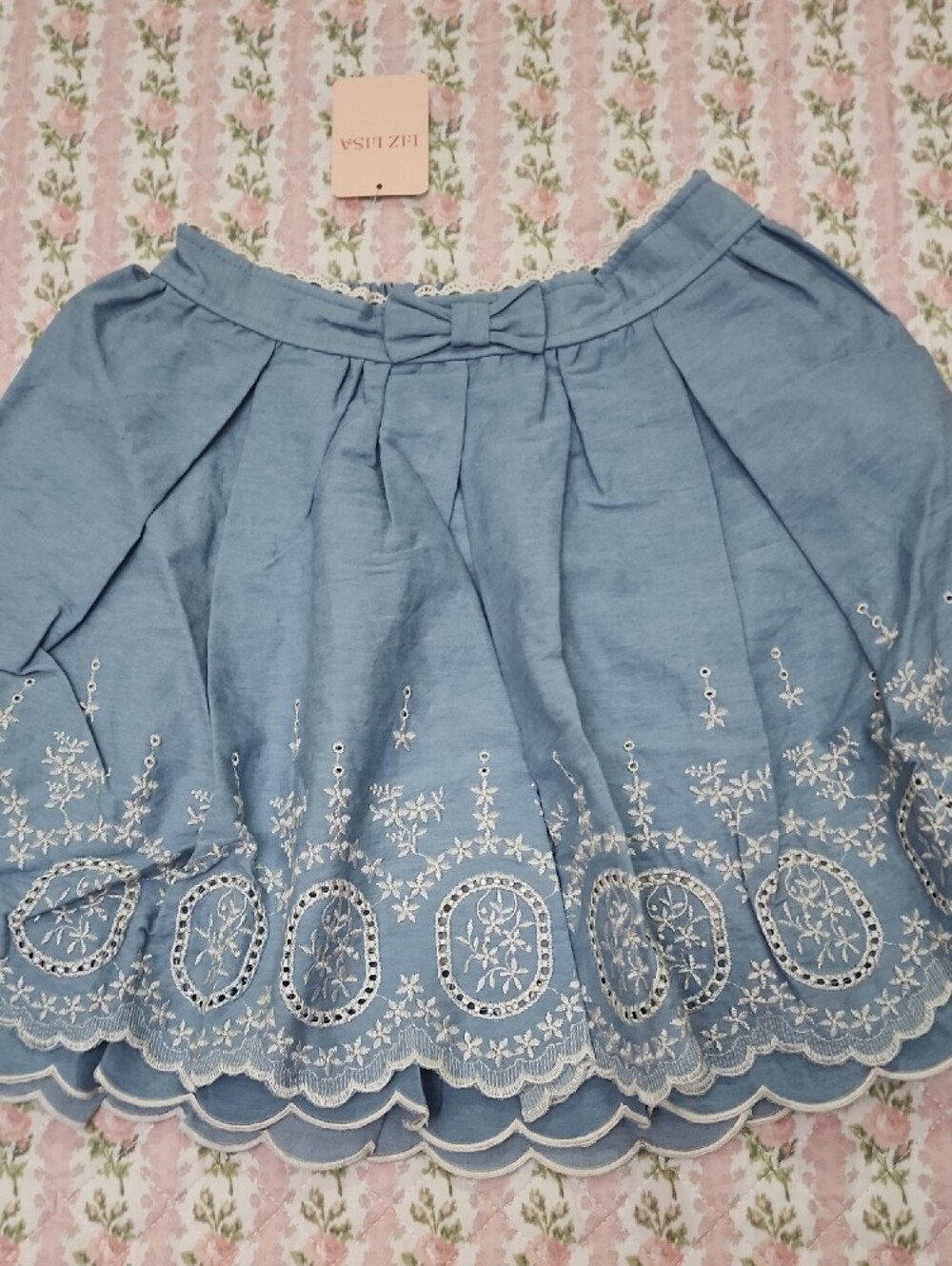 NWT LIZ LISA 🎀 Blue Embroidered Scallop Hem Skirt